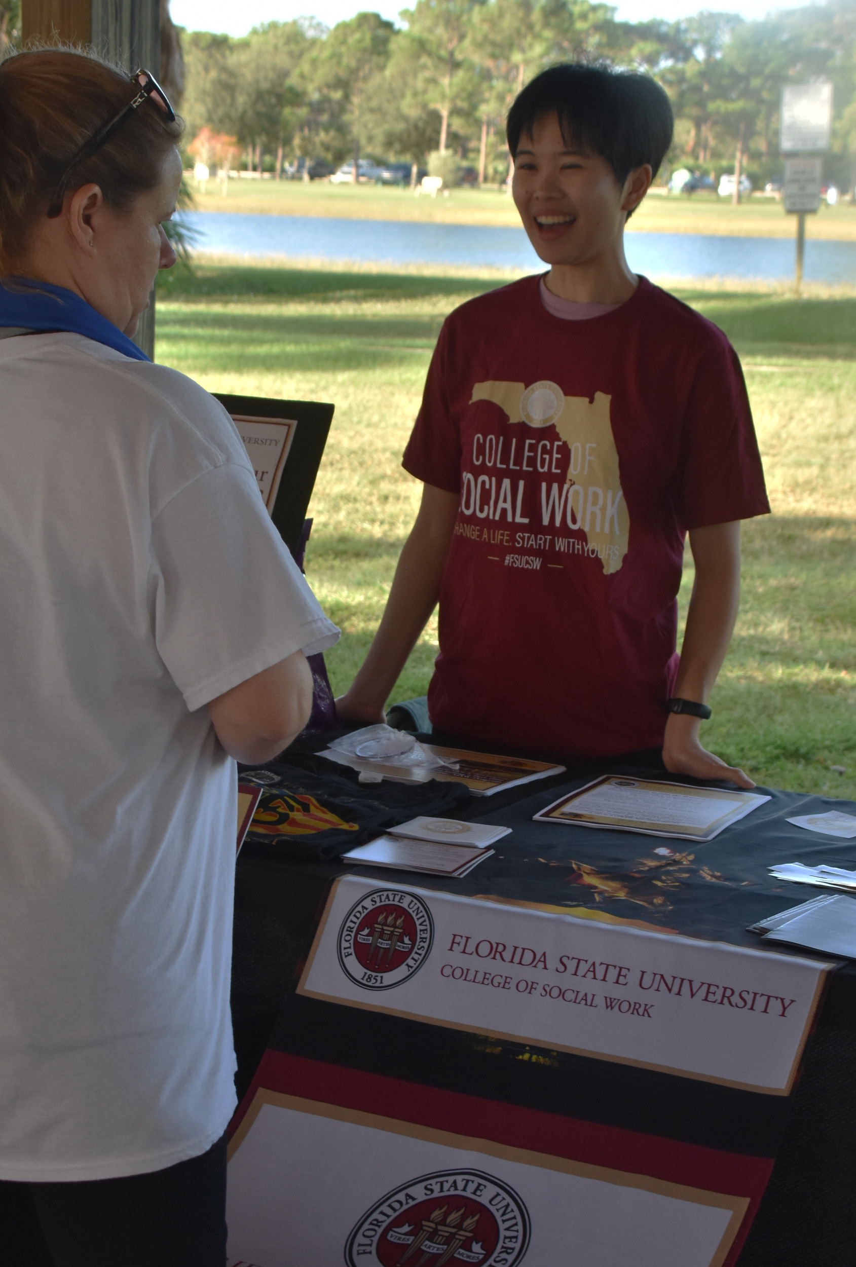 Amy talking about the FSU College of Social Work scholarships for Brevard residents.