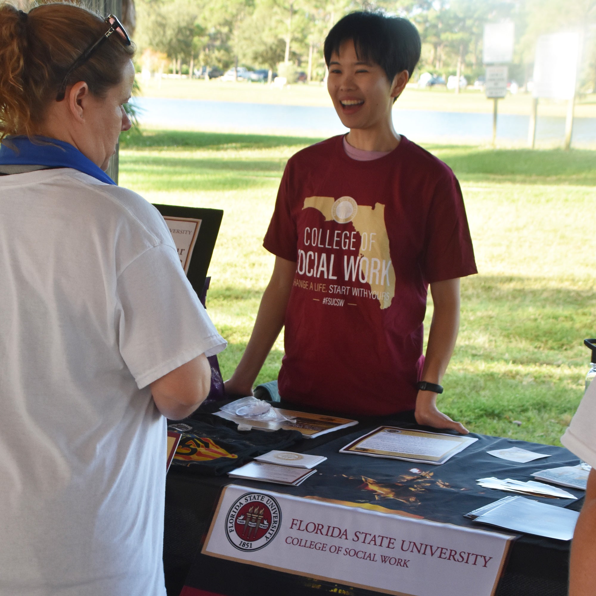 Amy talking about the FSU College of Social Work scholarships for Brevard residents.