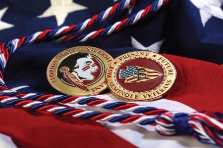 Student Veterans Center cord and coin